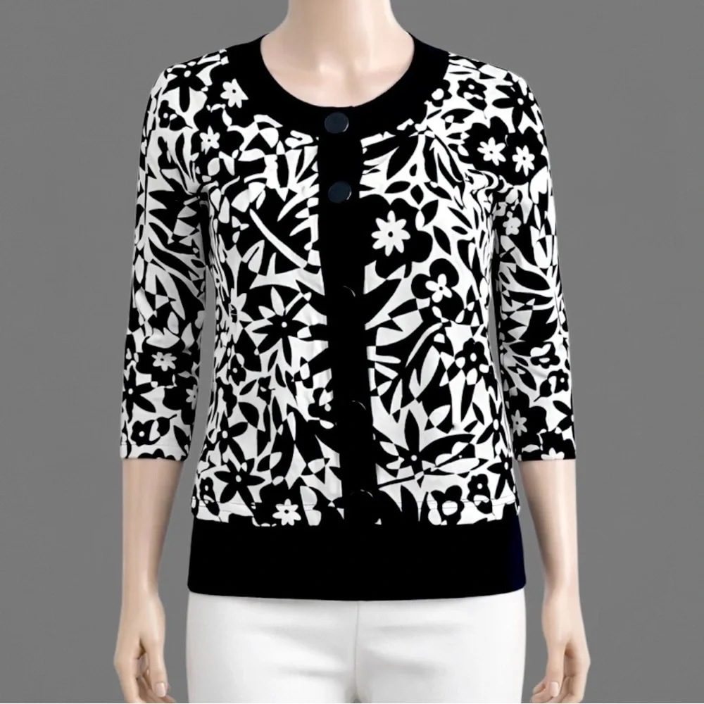 Cable & Gauge Silk-Blend Floral Cardigan